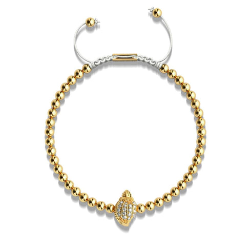 Isla | 18 Karat Gold | Makramee-Charmballa-Armband mit Kristall-Muschel